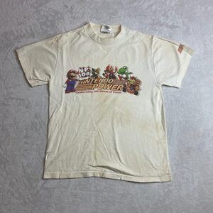 Nintendo Power NP100 Mario Men's Cream T-Shirt Size S 90s Vintage Single Stitch